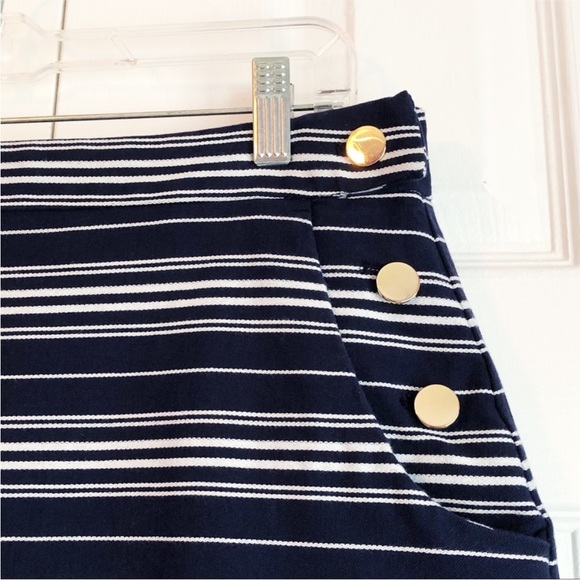 Ann Taylor LOFT Navy Blue & White Stripe Mini Skirt 10 - Picture 7 of 9